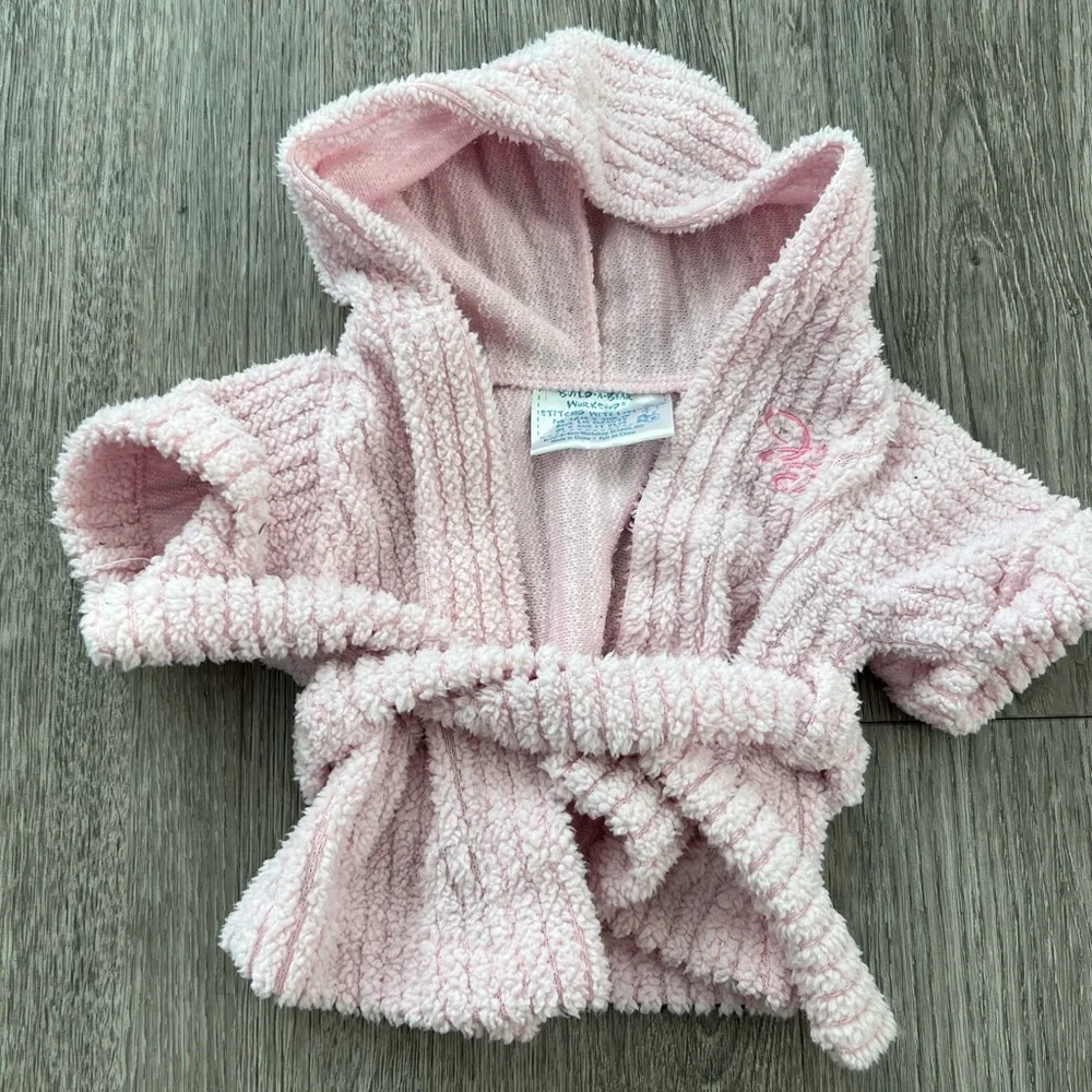 GENUINE BUILD A BEAR PINK CHENILLE ROBE WITH HOOD - Picture 1 of 4